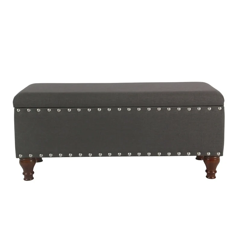 Tufted Linen Storage Bench
