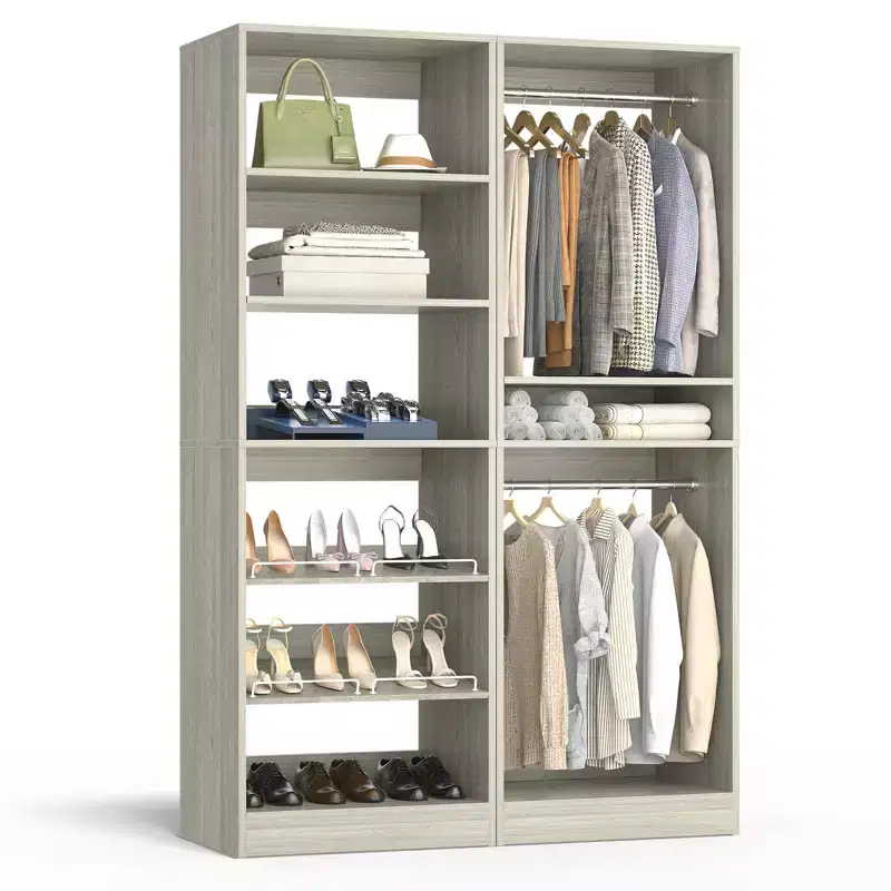 Besiost Closet System with Shoe Racks & Hanging Rods
