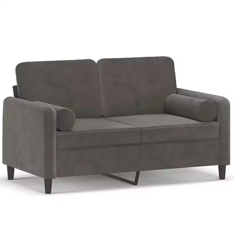vidaXL 2-Seater Sofa with Throw Pillows Dark Gray 47.2 Velvet