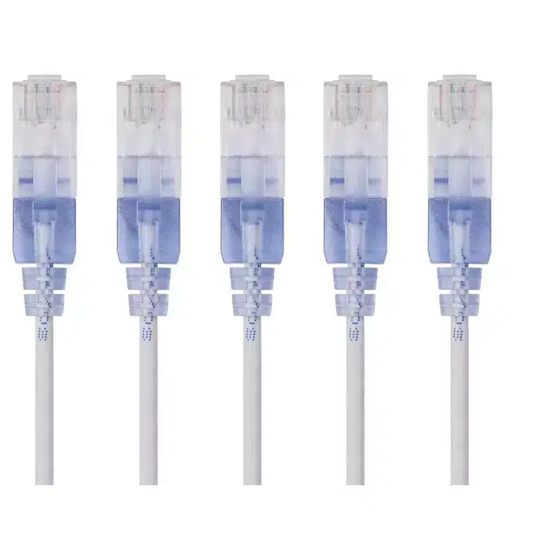 Monoprice Cat6A Ethernet Patch Cable - 3 Feet - White | Network Internet Cord - RJ45, 550Mhz, UTP, Pure Bare Copper Wire, 10G, 30AWG, 5-Pack - SlimRun