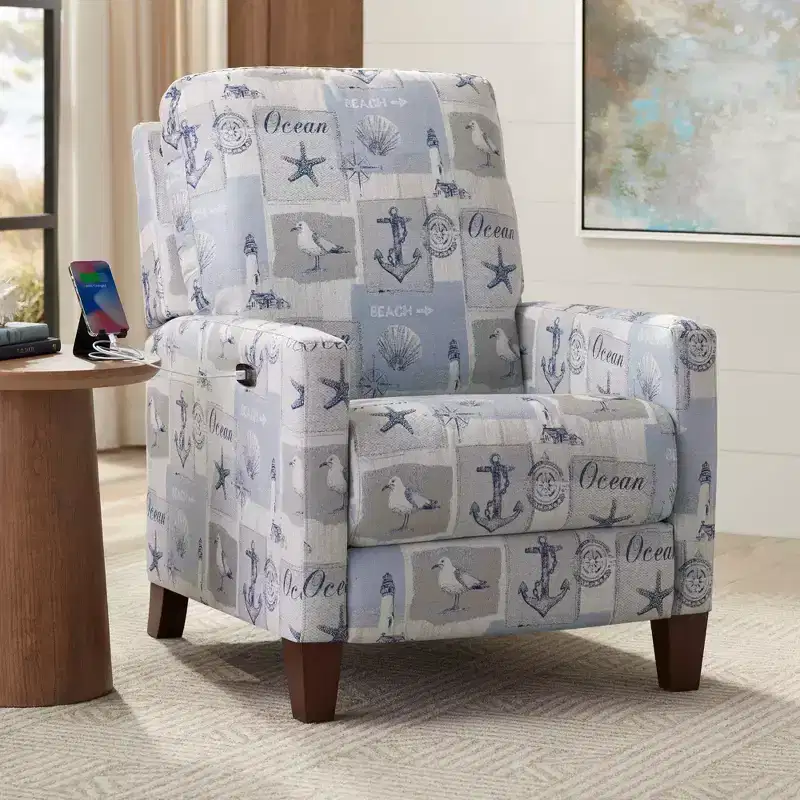Gulls Point Sky 27.5 in Wide Blue 3-Way Power Recliner | Living Room Chair