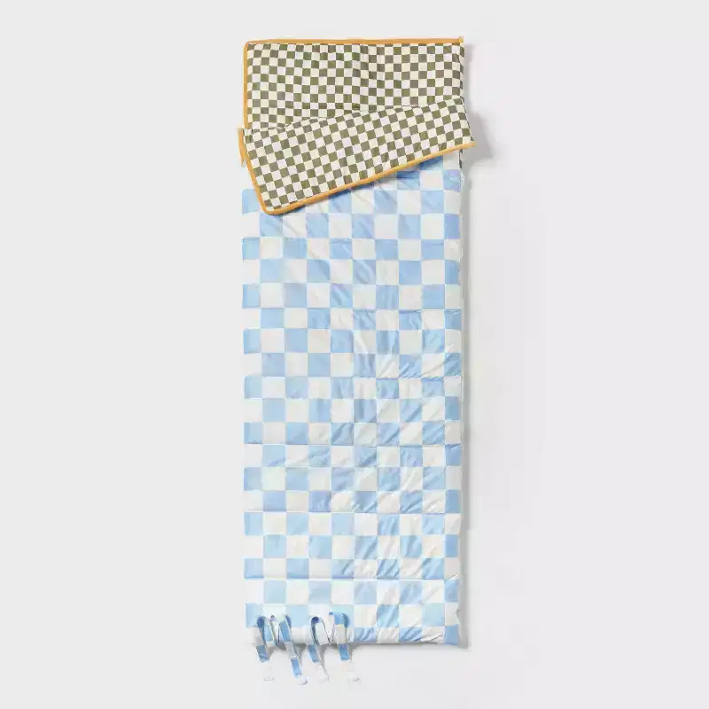Blue Checkered Kids' Sleeping Bag - Pillowfort™