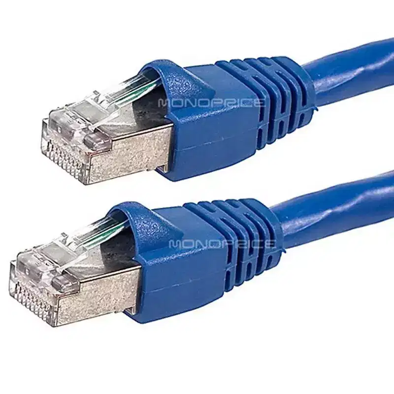 Monoprice Cat6A Ethernet Patch Cable - 100 Feet - Blue | Snagless RJ45, Stranded, 550Mhz, STP, Pure Bare Copper Wire, 10G,26AWG