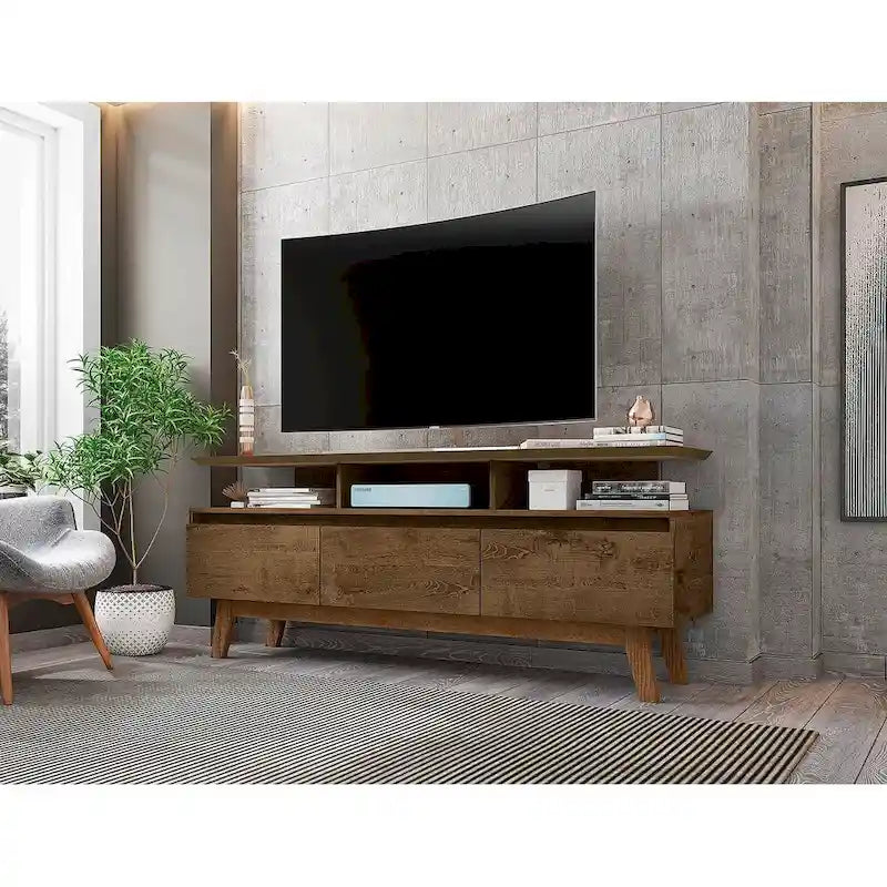 Mid Century Modern Wood Media Console Cabinet
