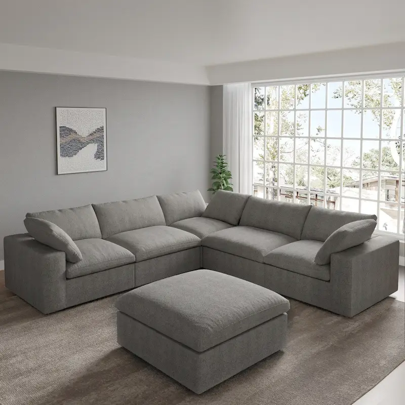 V Shape Cloud Couches for Living Room, Modular Convertible Sectional Sofa Couch, Couch Cushion Covers Removable