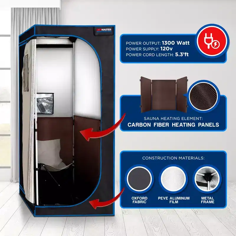Compact Infrared Home Sauna: Easy Sit-in Design, Spa Size, Detox Therapy, Foldable Chair, Energy Efficient, Zippers for Reading,
