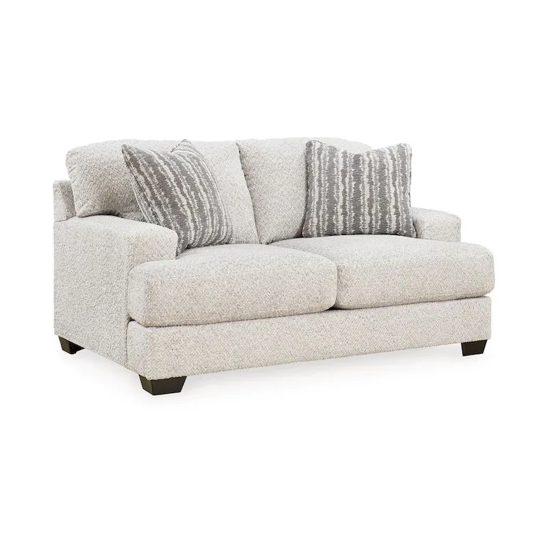 Light Gray 2-Seat Polyester Loveseat with Accent Pillows