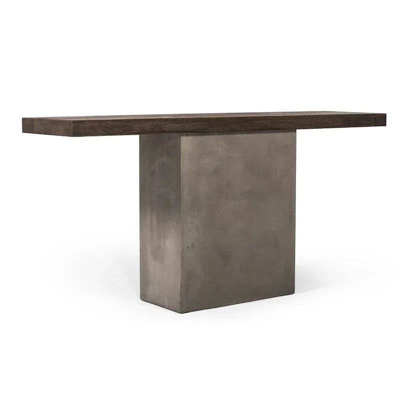 Modrest Renzo Modern Oak & Concrete Console Table