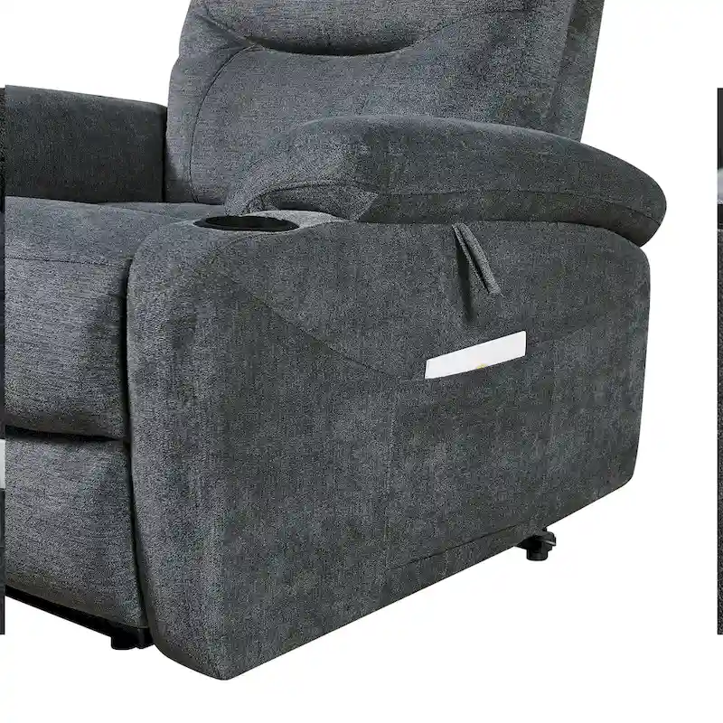 Liyasi Electric Power Lift Recliner Chair with Massage and Heat for Elderly, 3 Positions, 2 Side Pockets, Cup Holders, USB Char