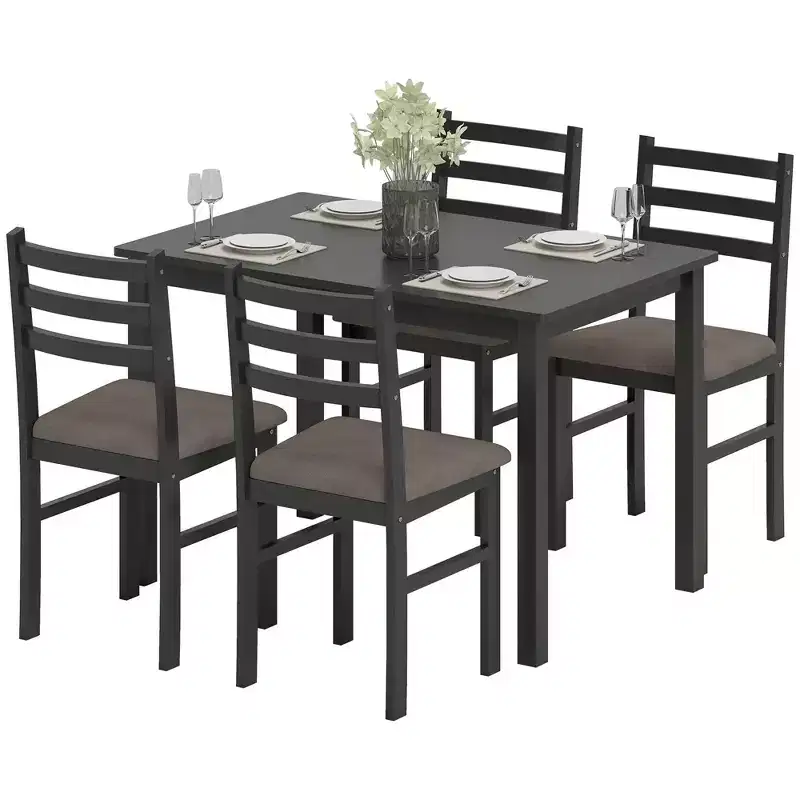 Dining Table Set for 4, 5 Piece Modern Kitchen Table and Chairs, Solid Wood Dining Room Set for Small Spaces, Breakfast Nook