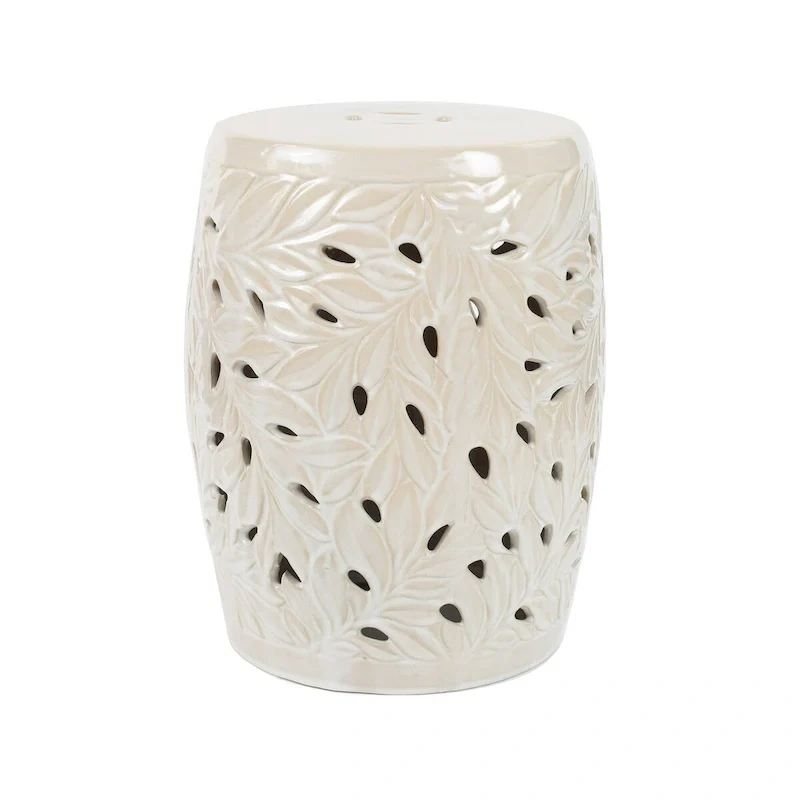 Euro Ceramica 18 Olivia Leaf Decorative Garden Stool