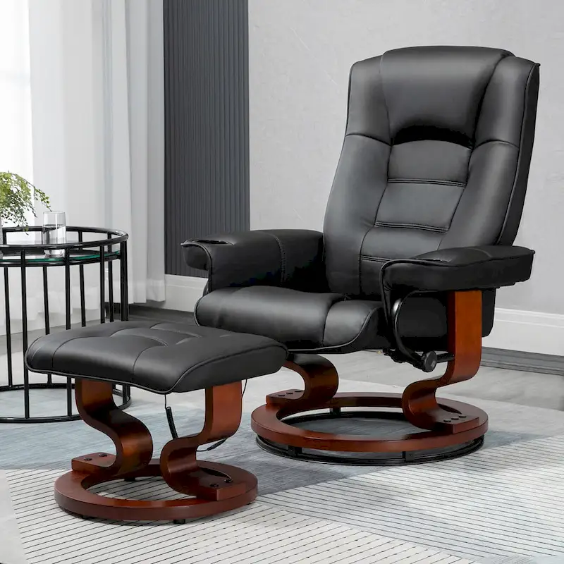 AVAWING Recliner Chair with Ottoman Vibration Massage Swivel