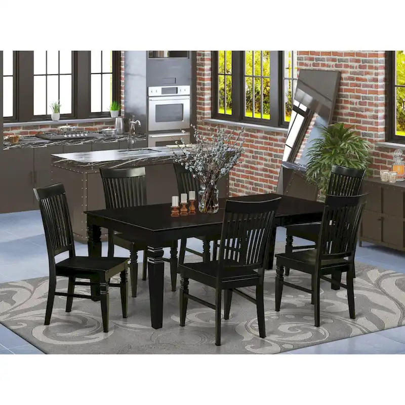 East West Furniture Dining Room Furniture Set- a Rectangle Kitchen Table and Dining Chairs, Black (Pieces Options)