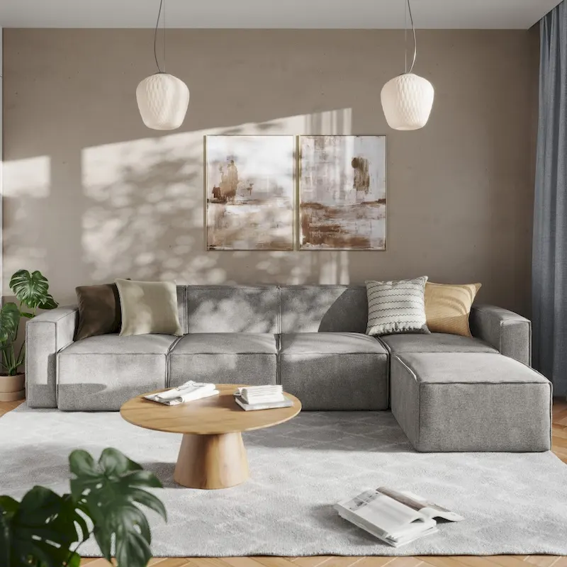 Contemporary 5 Piece Modular Sectional Sofa with Ottoman