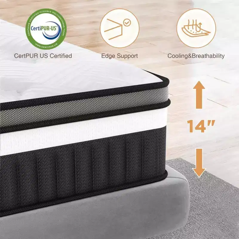 14 Queen Gel Memory Foam Mattress: Medium Firm, Cooling Technology, CertiPUR-US Certified