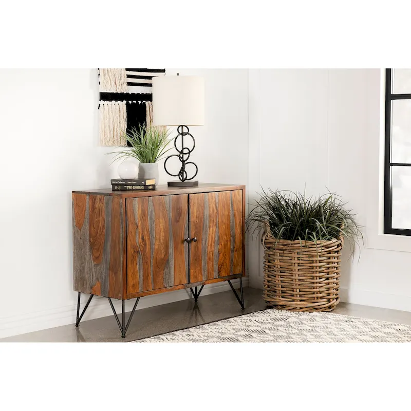 Sheesham Grey Accent Cabinet with 1 Adjustable Shelf