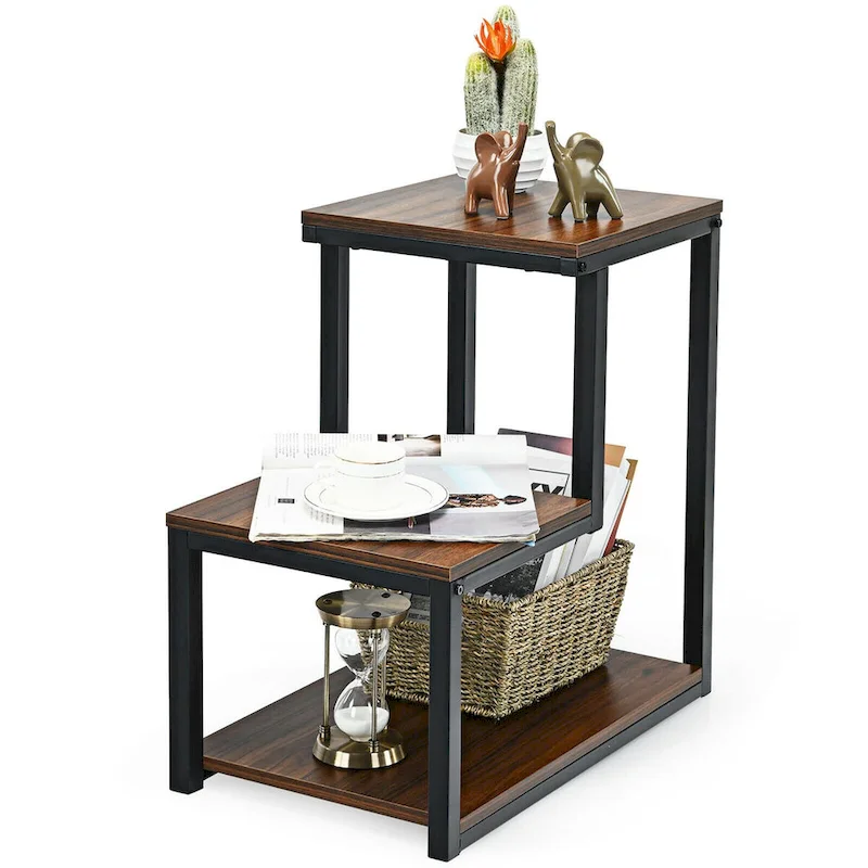 3-Tier End Table Side Table Night Stand W/ Storage Shelf for