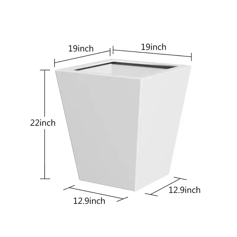 NAYSAYE Tapered Planter 22 Inch Tall Metal Plant Pot with Drainage Hole for Indoor and Outdoor Gardening, White, 22*19*9