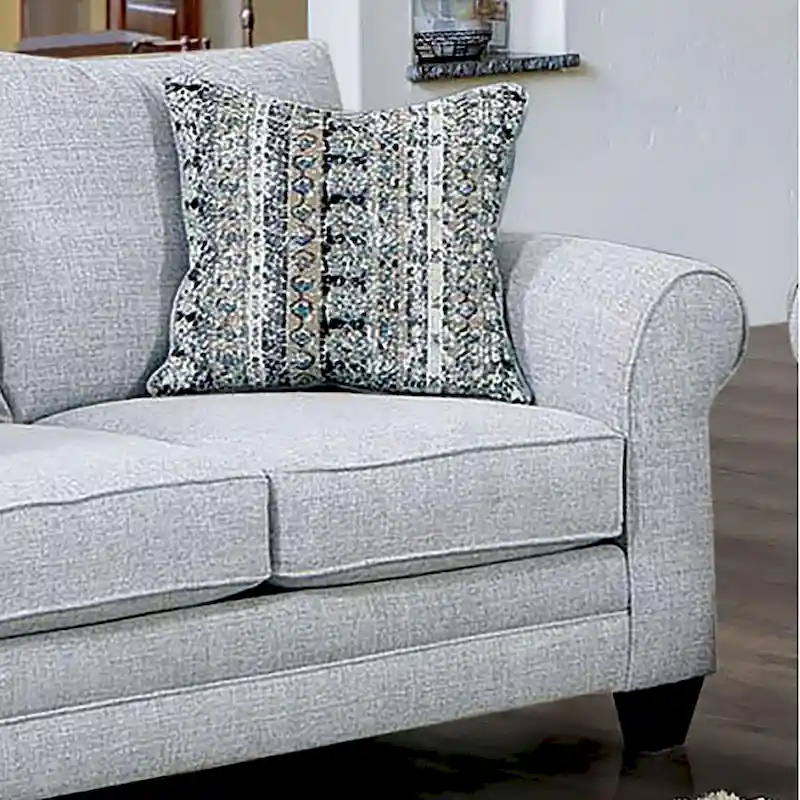 Grey Fabric Loveseat with Accent Pillows