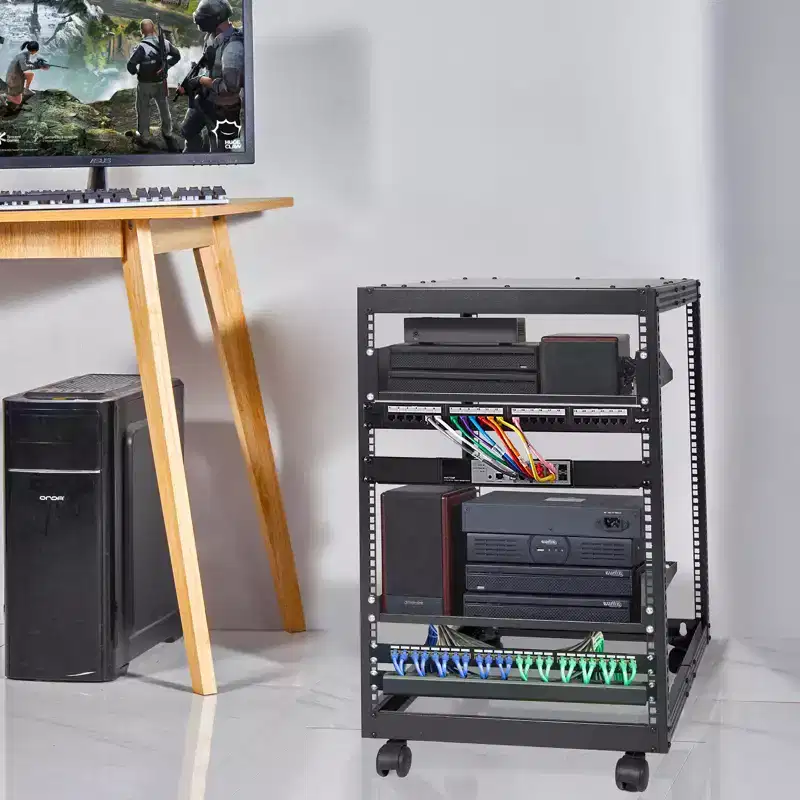 15U Open Frame Server Rack Cabinet - Wall-Mountable, Depth Adjustable 23