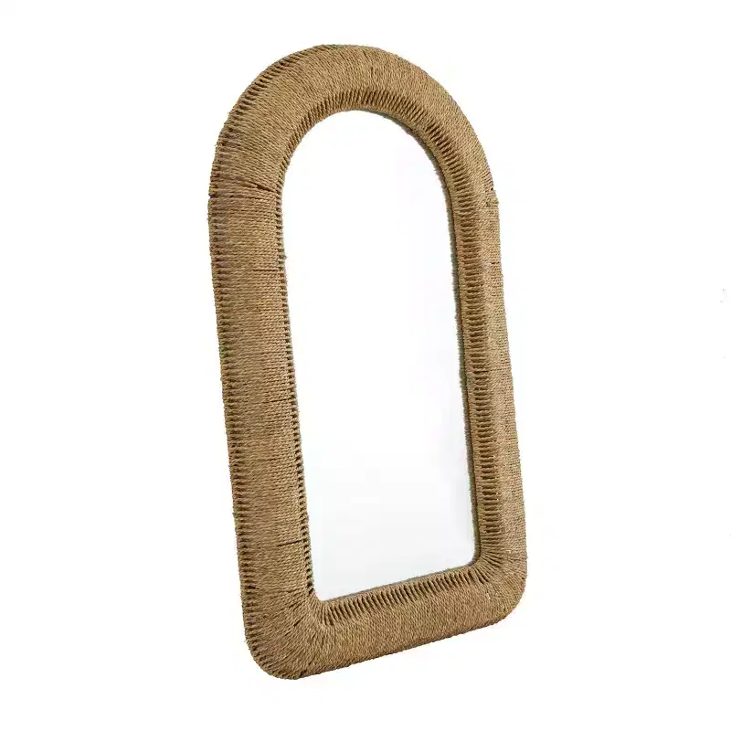 Bohemian Iron Metal Window Pane Inspired Wall Mirror with Arched Top Brown - Olivia & May