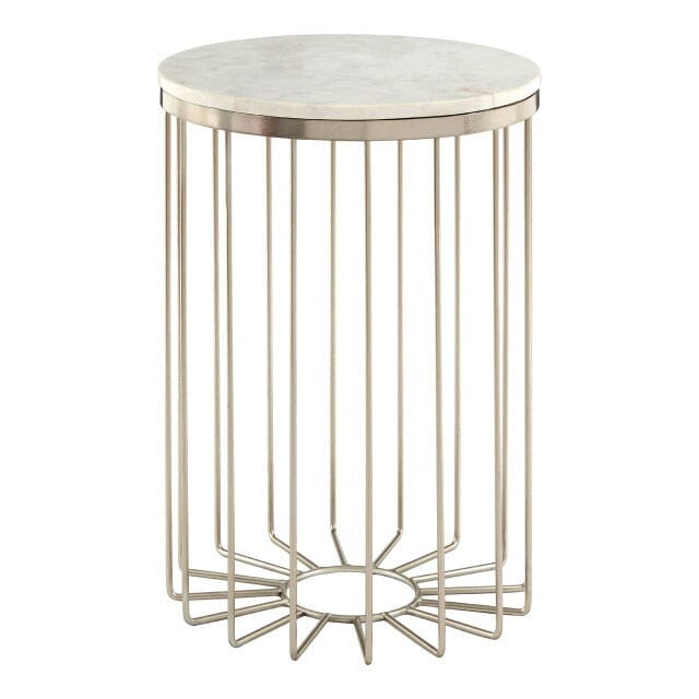 Champagne Side Table with Marble Top