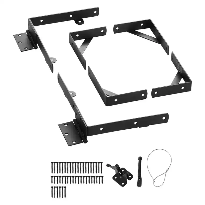 VEVOR Gate Corner Brace Bracket, Anti Sag Gate Frame Hardware Kit, Gate Frame Brace Bracket with Latch Lock Rope, Latch Lock, for Shed Doors, Black