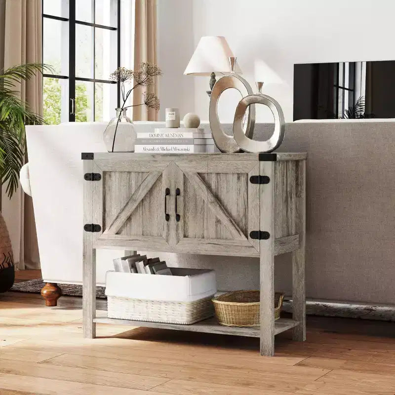 HOMCOM 2-Door Free Standing Sideboard Console Table with Bottom Shelf, Entryway