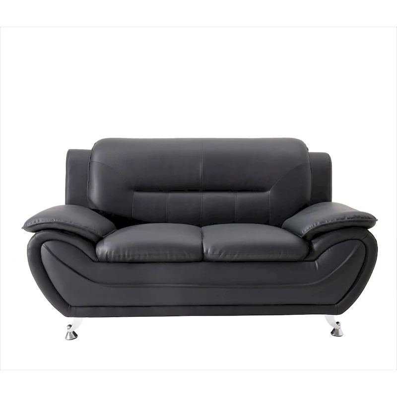 61" Faux Leather Pillow Top Arm Loveseat