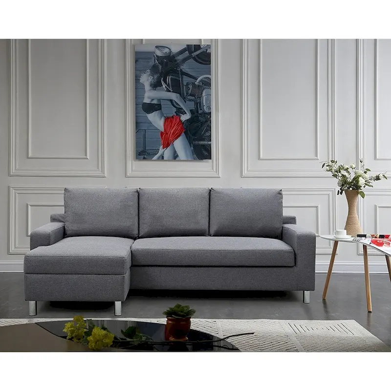 US Pride Furniture Hampton Left-side Facing Linen Sectional Sofa Bed