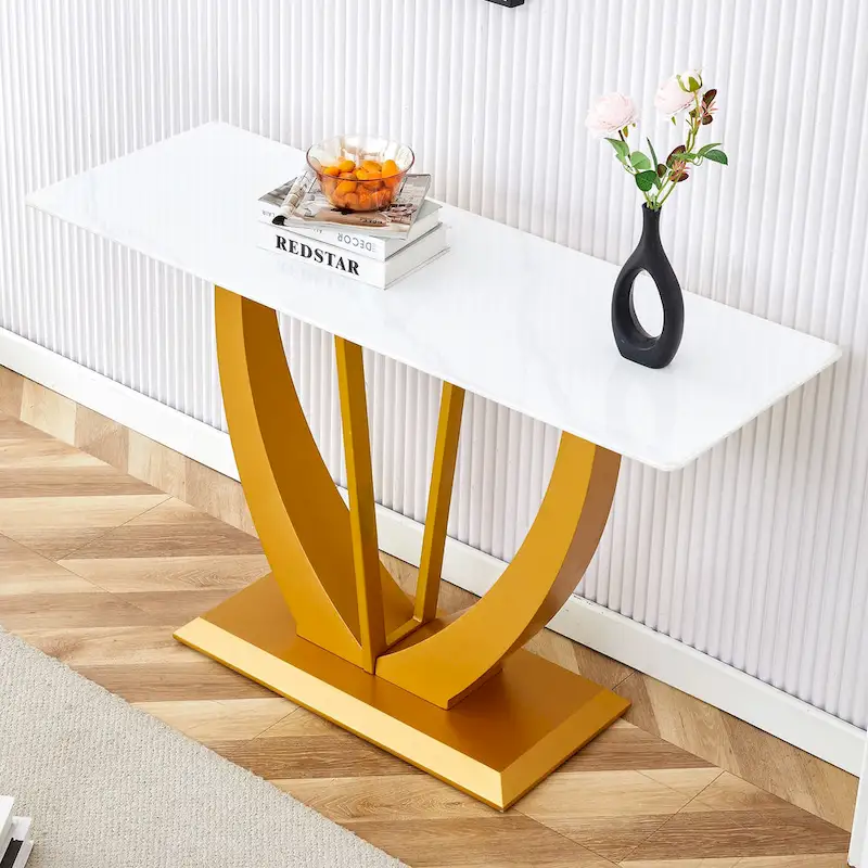 Glass Top Console Table