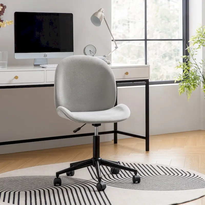 Modern Office Chair 360�� Swivel Armless with Metal Base