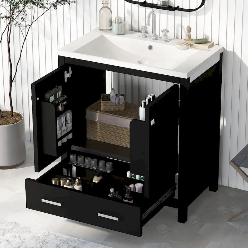 Bathroom Storage Cabinet with 2 Doors and a Drawer