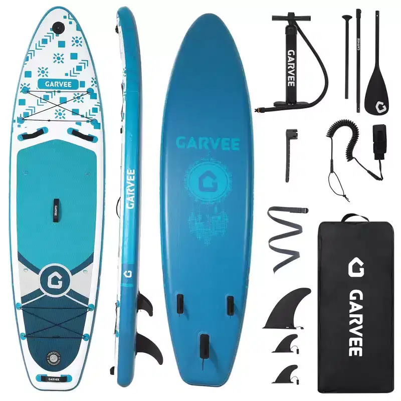 GustoWave Inflatable Paddle Board, Stable Stand Up Design with Anti-Slip EVA Surface & Recording Mount for Adults Youth