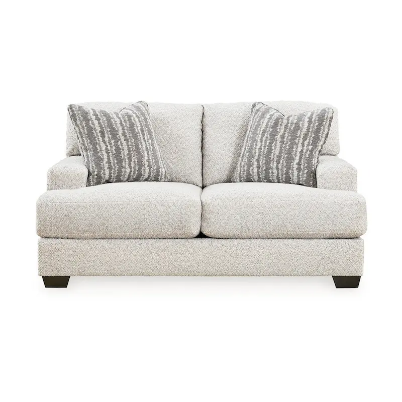 Light Gray 2-Seat Polyester Loveseat with Accent Pillows