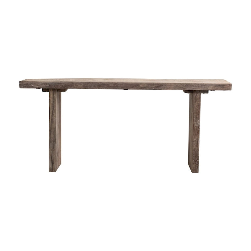 Natural Reclaimed Wood Console Table with Black Metal Legs for 1–2 Person, 72
