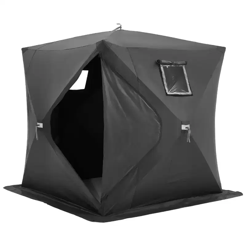 VEVOR Portable Ice Shelter, 3-4 Person Pop-Up Ice Fishing Tent, 43 Square Feet Fishable Area, Ice Shanty for Winter Fishing, Waterproof Oxford