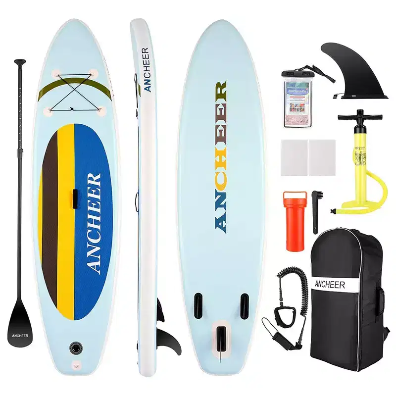 Ancheer 10 Foot Long Inflatable Stand Up Paddle Board with Carry Bag, Paddle, Coil Leash, and Repair Kit with 265 Pound Weight Capacity, Yellow