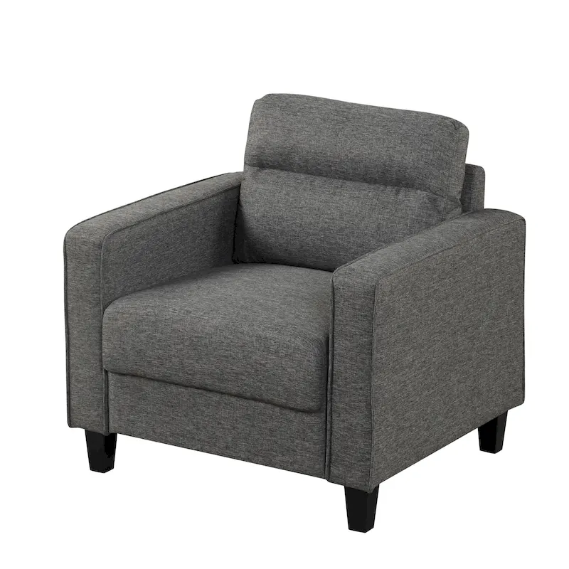Wystan Contemporary Track Arms Chair with Solid Wood Tapered Legs, Upholstered Fabric Single Sofa Chair by