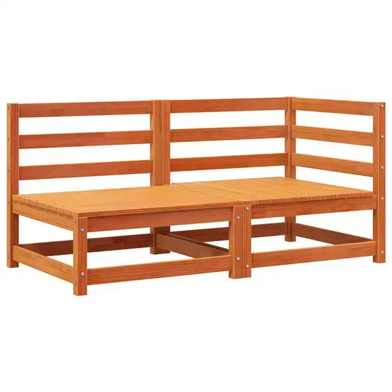 vidaXL Garden Sofa Wax brown Solid pine wood 2-seater Modular