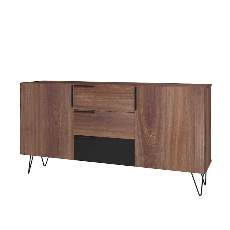Mid-Century Sideboard with 4 Shelves and 3 Drawers