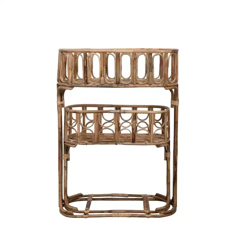 Storied Home Handmade Woven Rattan Planters, Natural, Set of 2