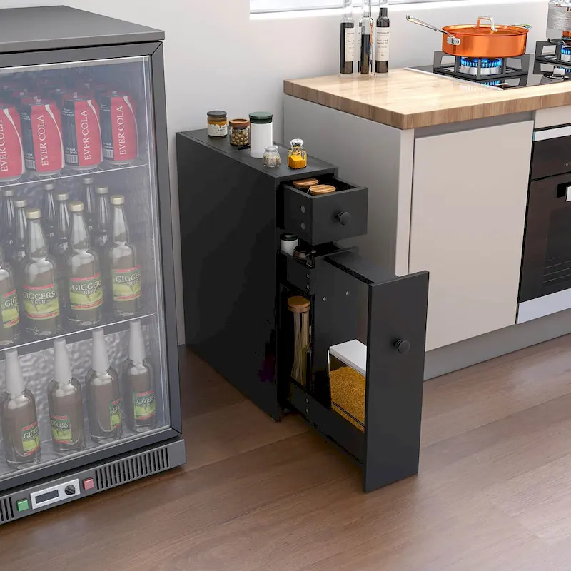 Costway Bathroom Floor Cabinet Toilet Narrow Storage Organizer with - See Details