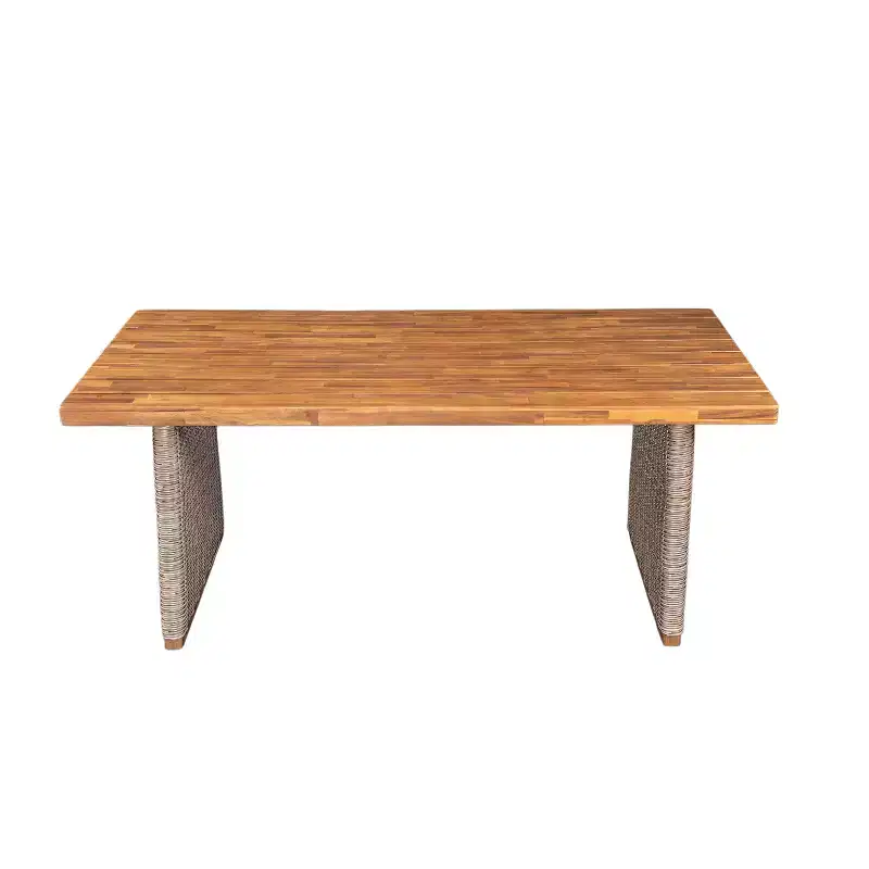 Christopher Knight Home Tori Outdoor Acacia Wood Dining Table with Handwoven Rattan Legs