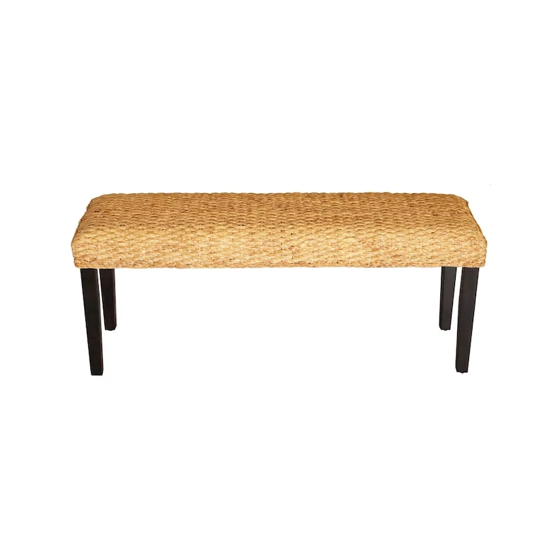Valencia Solid Wood Natural Water Hyacinth Indoor Bench