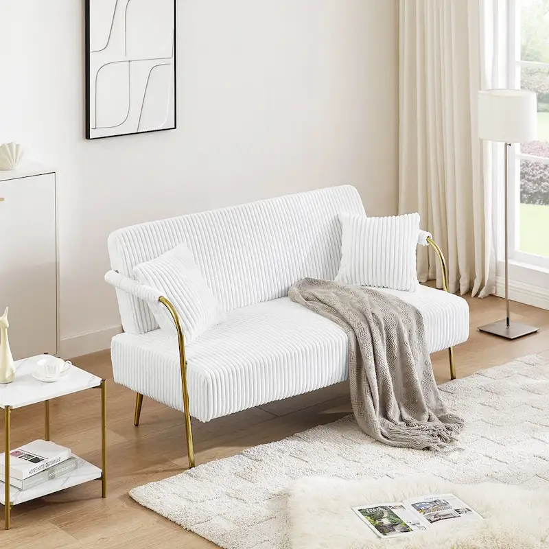 Ouyessir Upholstered Loveseat, Tufted Back Couch, Accent Armchair with 2 Pillows