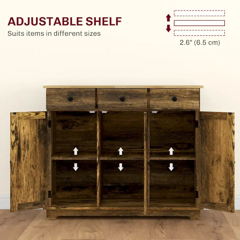 Modern Storage Cabinet with Solid Wood Countertop, 3 Drawers and Adjustable Shelf