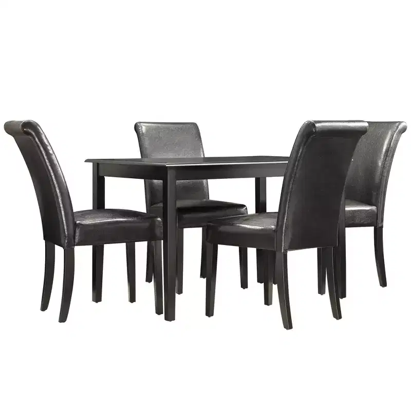 Salido Dining Set - 5-Piece - Black Vinyl - iNSPIRE Q