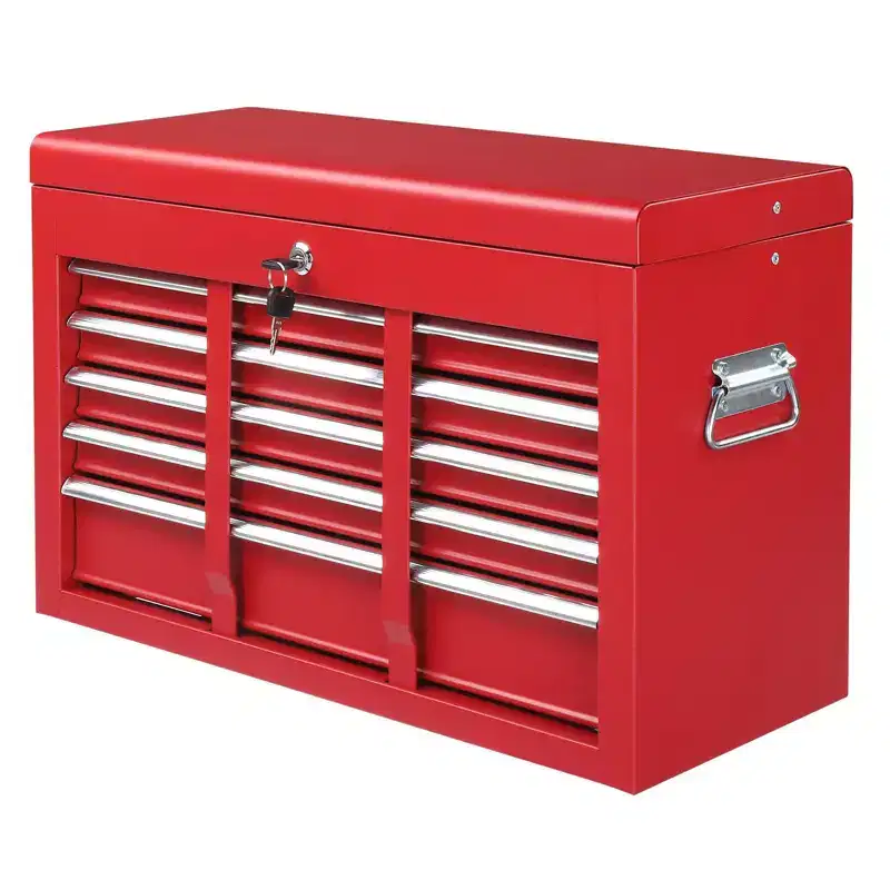 Karl Home 4-Drawers Tool Box Tool Storage Box for Warehouse and Repair Shop, Red