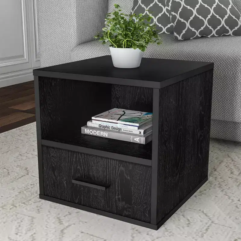 Stackable Cube End Table with Drawer